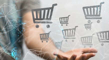 Shopping Cart Flat Design E-Commerce Icon