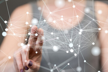 Neural network 3D illustration. Big data and cybersecurity