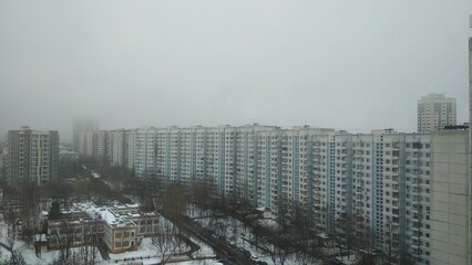 multi-storey houses in the winter city