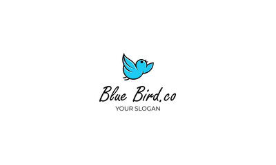 Fototapeta na wymiar blue bird line vector logo design