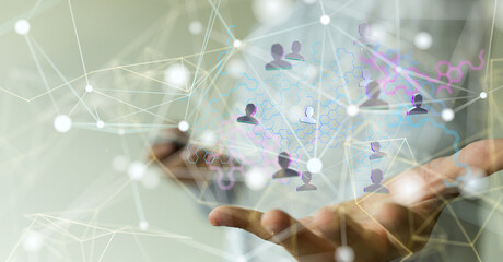 Neural network concept. Connected cells with links.