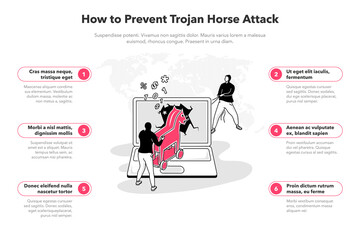 Fototapeta na wymiar Simple infographic template for how to prevent trojan horse attack. Easy to use for your website or presentation.