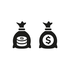 Money bag icon on white background.