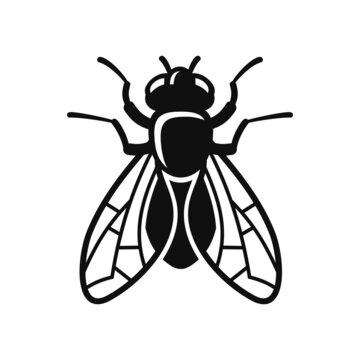 Fly Icon Silhouette on White Background. Vector
