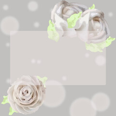 Fototapeta na wymiar Background in shades of gray with roses and free space for inscriptions, text. Valentine's day design, Romantic background