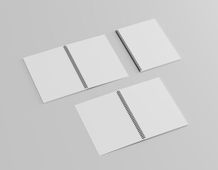 Blank spring note mockup, A realistic set of white notepad sheets