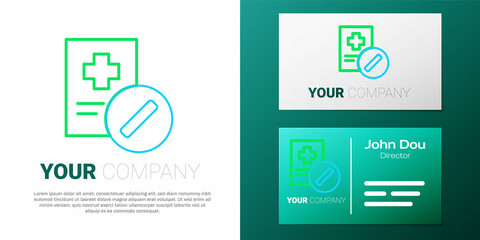 Line Medical prescription icon isolated on white background. Rx form. Recipe medical. Pharmacy or medicine symbol. Colorful outline concept. Vector