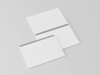Blank spring note mockup, A realistic set of white notepad sheets