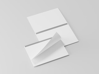 Blank spring note mockup, A realistic set of white notepad sheets