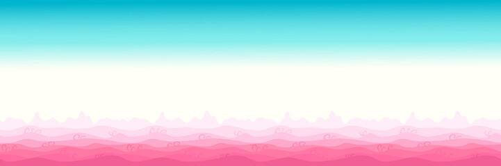 Fototapeta na wymiar Pink sand, sea, beach, summer background pattern with ocean wave