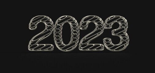 Happy New Year 2023. 3D illustration numbers isolated