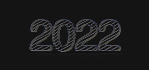 year 2022. 3D illustration numbers isolated white background