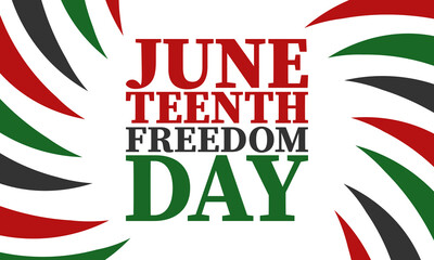 Juneteenth. Freedom and Emancipation day in June. Independence Day. Annual African-American holiday, celebrated in June 19. American history and heritage. Vector poster, illustration and banner