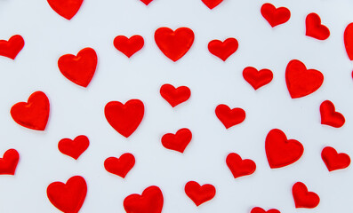 Hearts isolate on white background. Valentine's Day. Selective focus.