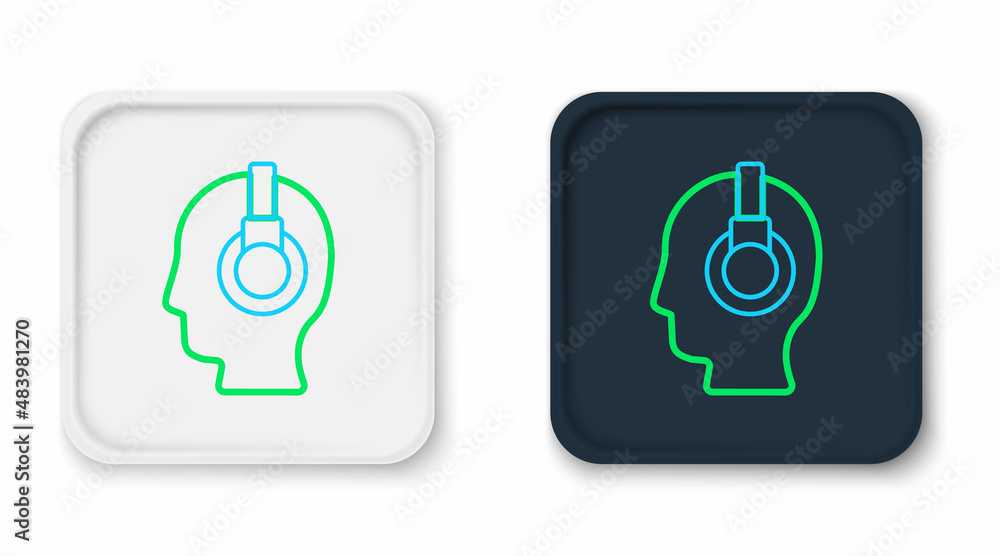 Poster line man with a headset icon isolated on white background. support operator in touch. concept for ca
