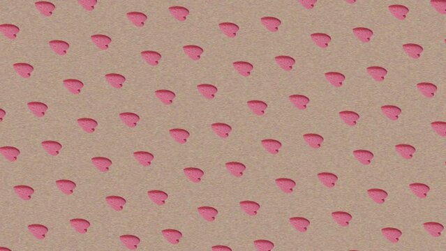 Colorful pattern of circular rotating Sweet hearts shaped pink Sugar Pill Candy isolated on Noise paper texture background. 3 in 1 different sides and size animations for 10 sec. Love 4K Creative anim