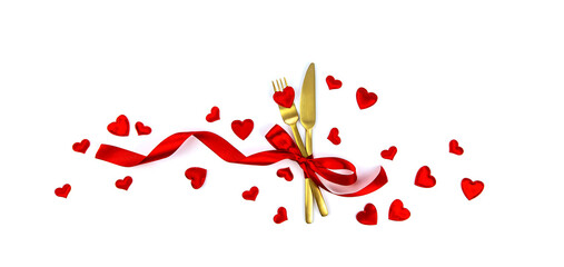 Background isolate with hearts romantic dinner. Valentine's Day. Selective focus.