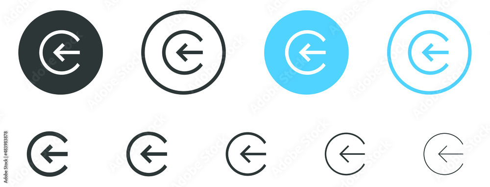 Aufkleber arrow login account icon - enter symbol, log in icon button - arrow and door icon entry symbols in f