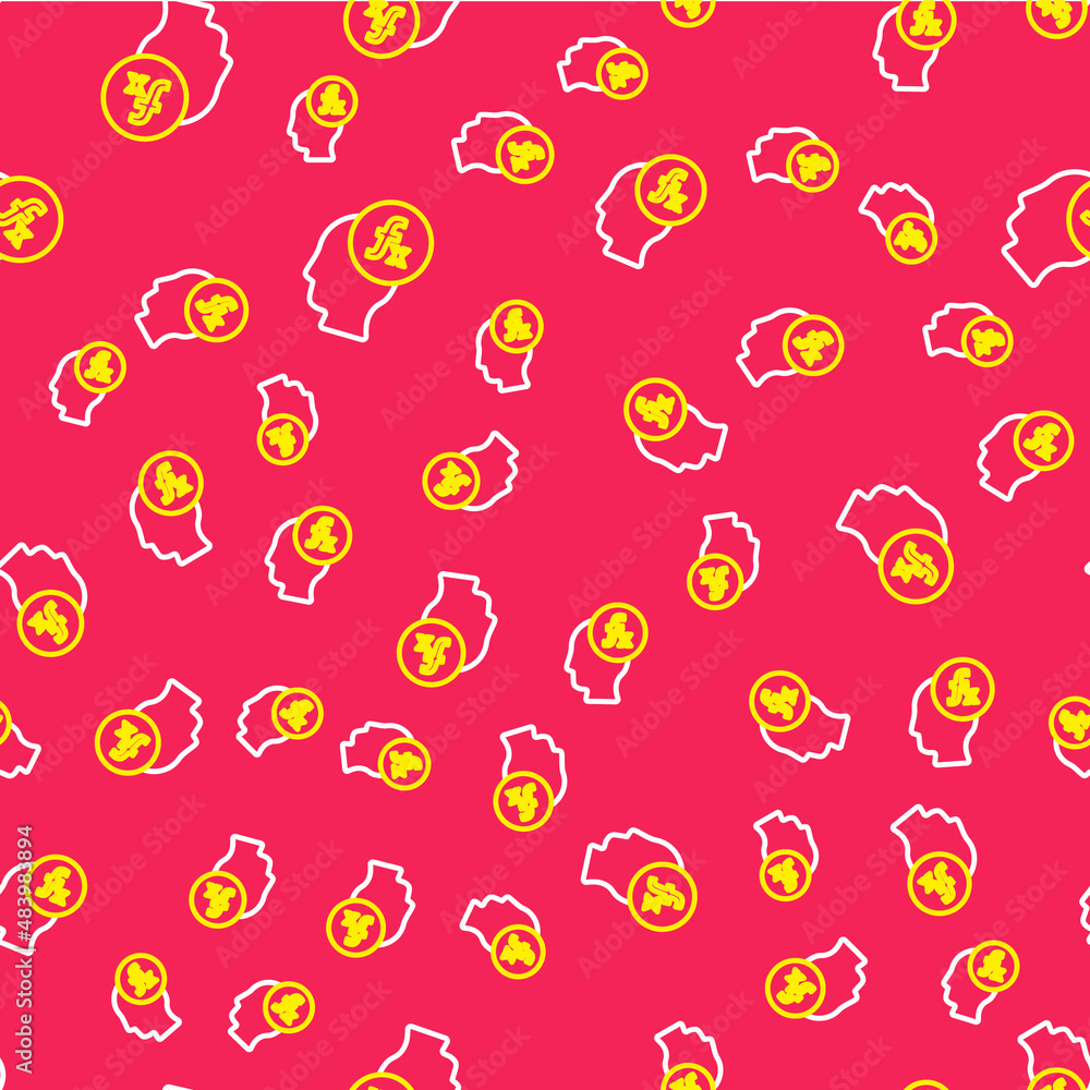 Poster line function mathematical symbol icon isolated seamless pattern on red background. vector