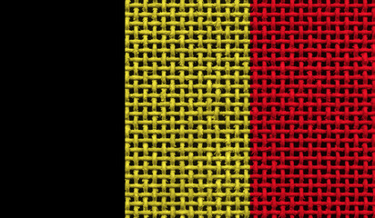 Belgium flag on the surface of a metal lattice. 3D image