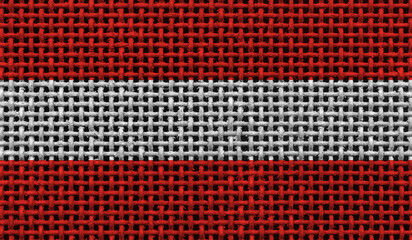 Austria flag on the surface of a metal lattice. 3D image