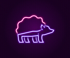 Glowing neon line Hedgehog icon isolated on black background. Animal symbol. Colorful outline concept. Vector