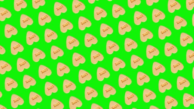 Valentine's Day themed yellow Hearts Candy message symbol  pattern animated on a isolated background. advertising concept /High quality 4k sweets footage. Minimal motion design graphics art. The Conce