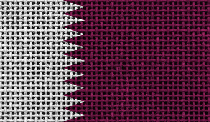 Qatar flag on the surface of a metal lattice. 3D image