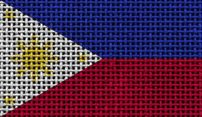 Philippines flag on the surface of a metal lattice. 3D image
