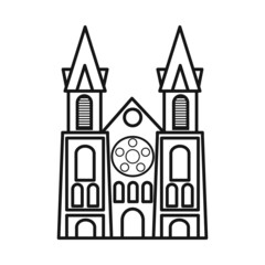 Isolated object of chapel and vietnamese symbol. Set of chapel and cathedral stock symbol for web.