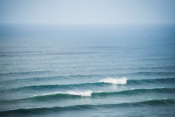 Lines of ocean storm waves in coastal Oregon