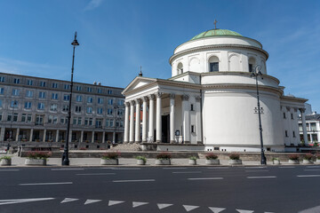 Fototapeta na wymiar St Alexanders Church at Three Crosses Square - Warsaw, Poland