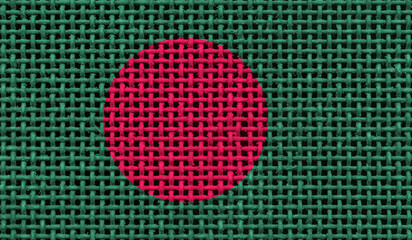 Bangladesh flag on the surface of a metal lattice. 3D image