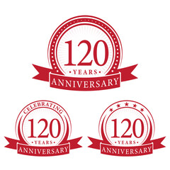 120 years anniversary logo collections. Set of 120th Anniversary logotype template. Vector and illustration. 