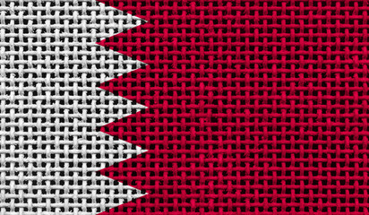Bahrain flag on the surface of a metal lattice. 3D image