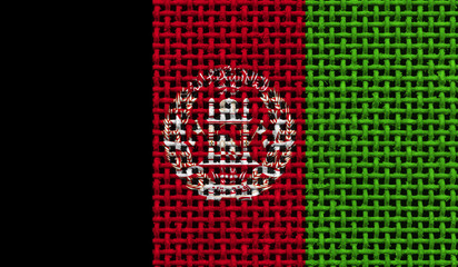Afghanistan flag on the surface of a metal lattice. 3D image