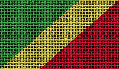 Republic of the Congo flag on the surface of a metal lattice. 3D image