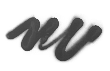 Black spray stain in shape curve line isolated on white, photo with clipping path