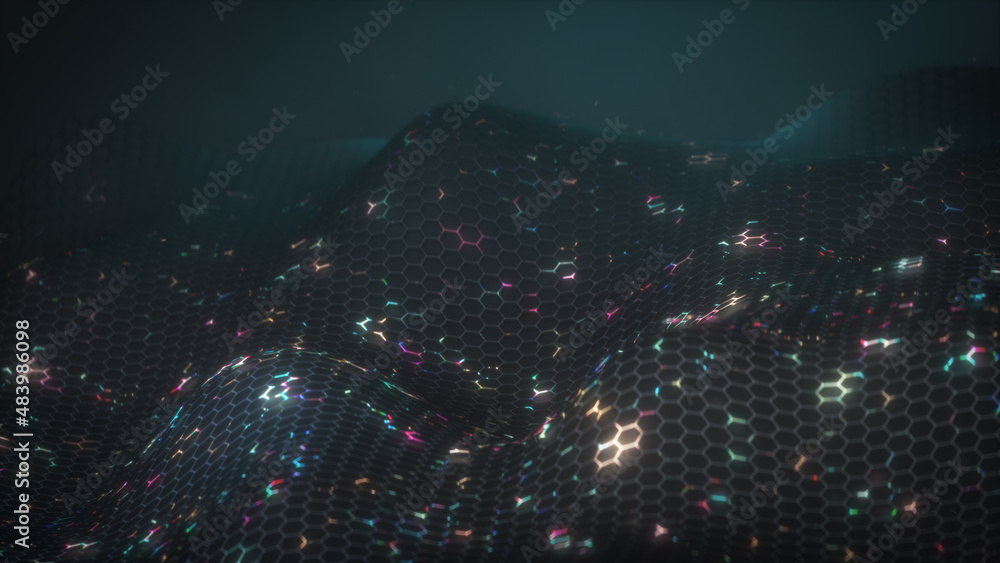 Aufkleber futuristic background of dynamic wave 3d render