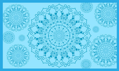 graphic illustration of a very beautiful blue background mandala, perfect for an Islamic background