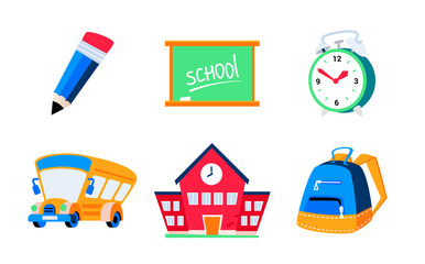 Back to school - modern flat design single isolated icon set