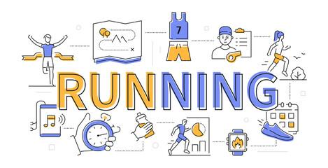 Fototapeta premium Running - modern flat design style web banner with line elements