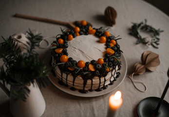 christmas cake with chocolate