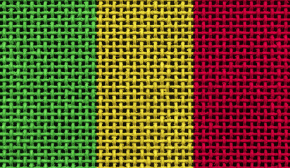Mali flag on the surface of a metal lattice. 3D image