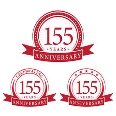 155 years anniversary logo collections. Set of 155th Anniversary logotype template. Vector and illustration. 