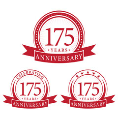 175 years anniversary logo collections. Set of 175th Anniversary logotype template. Vector and illustration. 