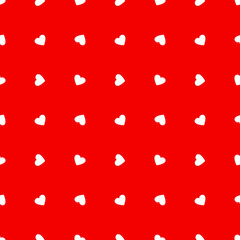 Seamless pattern for Valentine's Day white hearts on a bright red background. Vector illustration