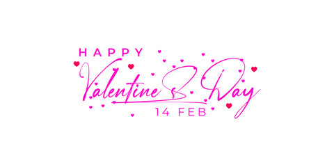 Happy Valentines Day. Vector illustration isolated on white background. Hand-drawn text lettering for Valentine's Day greeting card. Calligraphic design for print cards, banners, posters,gift box,logo