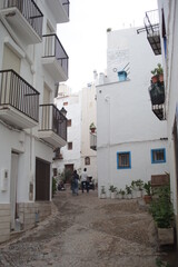 Small city in Spain, streets, white houses