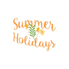 summer holidays typography vector with flowers